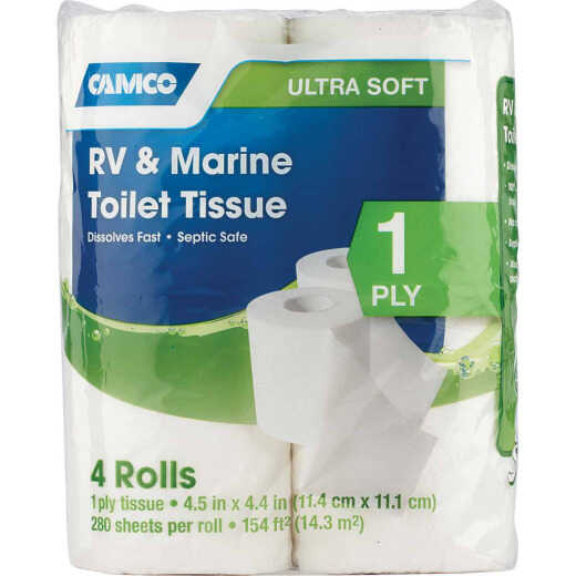 Camco RV & Marine 1-Ply Toilet Paper (4 Regular Rolls)