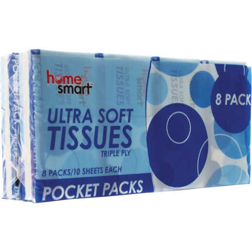 Home Smart Ultra Soft Triple Ply Pocket Pack Facial Tissues (8-Pack)